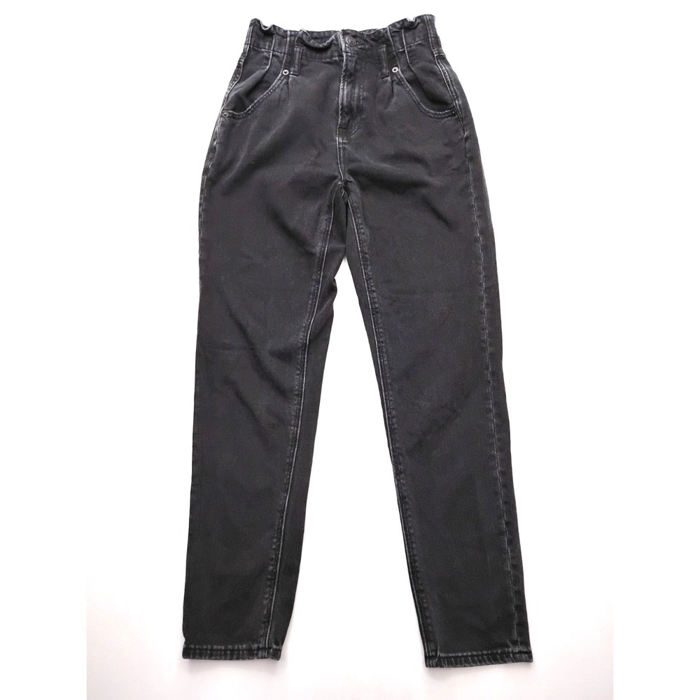 American Eagle Mom Jeans Black Wash High Rise Straight Leg Size 00 Grunge